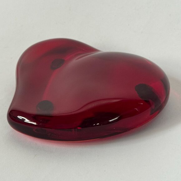 Tiffany & Co. Elsa Peretti Ruby Red Glass Heart Paperweight 4" - Picture 10 of 16